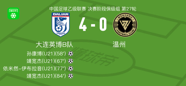 2026赛季中乙第27轮全场回放：大连英博B队VS温州俱乐部德赛
